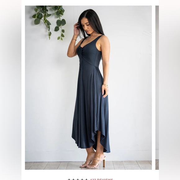 Blue Asymmetrical Sundress Scoop Neck Sleeveless - Picture 2 of 8